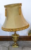 Gilt brass lamp, 51cm excluding shade support.