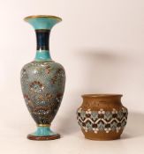 Doulton Stoneware Vase & similar Silicon Ware pot, height of tallest 18.5cm(2)