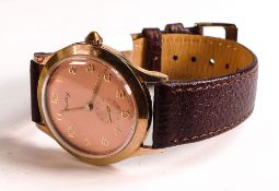 1960s Breitling gentleman's watch, salmon pink dial, d.38mm, with unworn brown leather strap.
