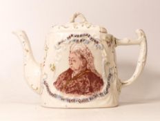 Queen Victoria Diamond Jubilee Year 1897 Commemorative teapot with sliding lid, height 16cm