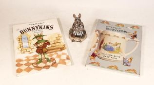 Boxed Royal Doulton Chromed Metal Musical Bunnykins together Two matching Collectors Books(3)