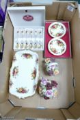 A collection of Royal Albert Old Country Rose Patterned items to include Boxed Cutlery Set, Oblong