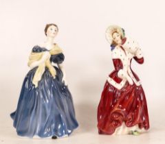 Royal Doulton lady figures Christmas Morn HN1992 and Adrienne HN1963 (3)