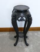 Oriental carved hardwood plant stand, 84cm high x 49cm wide appx.