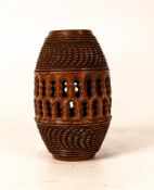 Victorian carved conquilla nut needle box, length 4cm