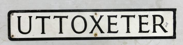An Aluminium Part Railway Sign from the old Uttoxeter Railway Station. Height: 15.8cm Length: 83.7cm