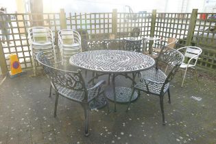 Large circular table patio set with bench seats