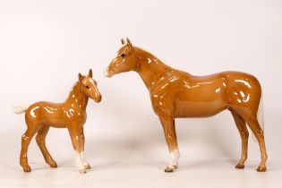 Beswick large palomino shire foal 951 together with large Thoroughbred stallion 1772 (2)