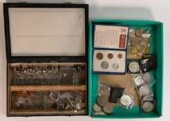 A collection of old coins including commemorative coins, foreign coins etc