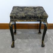 Chinoiserie oriental style black lacquer dressing table stool