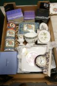 A collection of Wedgwood items to include Cornucopia patterned mantle clock, boxed Ethereal