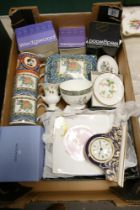 A collection of Wedgwood items to include Cornucopia patterned mantle clock, boxed Ethereal