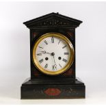 Early 20th Century Slate Mantle Clock (broken glass to rear), height 28.5cm