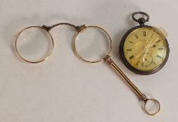 Gold plated Victorian lorgnettes in working order, together with JW Benson & Co gents silver
