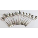 11 x George III hallmarked silver tea spoons, some marks worn, gross weight 133g (11)