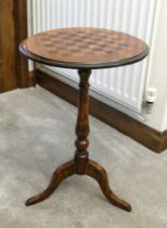 Walnut Victorian tripod games / chess table