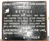Heavy Cast Metal Lancaster & Yorkshire Railway Notice, size 52.5cm x 59.5cm