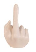 Anissa Kermiche candlestick in the form of a hand with a raised middle finger 'French For