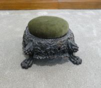 Carved hardwood Chinese stool, h 48cm x w 20cm.