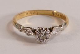 18ct gold diamond ring, ring size J/K, 2g.
