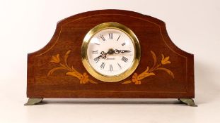German Made Wooden Mercedes Inlaid Mantle Clock, length 18.5cm