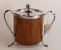 Oak & silver plated arts & crafts / art nouveau biscuit barrel
