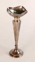 Tall hallmarked silver vase with partial loading, gross weight 180g