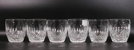 Six Waterford Crystal Whiskey Tumbler Glasses, marked Waterford, height 8.5cm(6)