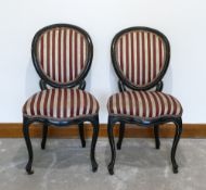 Pr of ebonised, probably beech & French salon chairs a/f