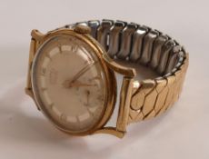 9ct gold Roamer Premier gents wristwatch with expandable bracelet.