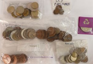 A collection of old world coins.