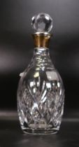 Silver Rimmed Cut Glass Crystal Decanter, height 27cm