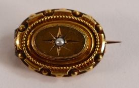 Yellow metal small Victorian diamond brooch, tested to be 14ct gold of higher, 2g.