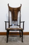 Arts & Crafts mahogany high back chair