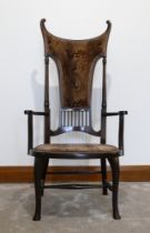 Arts & Crafts mahogany high back chair