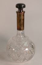 European silver topped & collared cut glass decanter, silver marked .800. Nice condition.