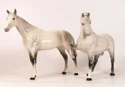 Beswick Bois Roussel 701 together with horse head tucked 1549. both in grey gloss (2)
