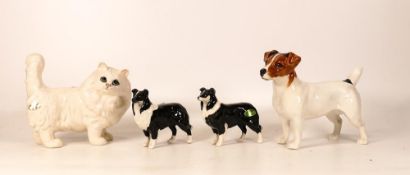 Beswick Figures to include Persian Cat 1898, Sheepdog 1854 x 2 & large Jack Russell 2023(4)
