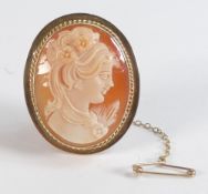 9ct gold oval cameo brooch, 7.2g.