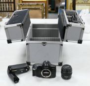 Canon EOS-1n vintage film camera with EF-100mm Ultrasonic lens, , E1 Power Drive & Aluminium