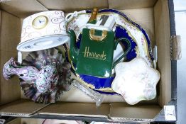 A mixed collection of items to include Wedgwood Marrakech pattern Mantle clock, Novelty Harrods