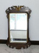 George III mahogany large wall mirror, 111cm high x 63 cm wide.