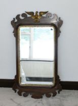 George III mahogany large wall mirror, 111cm high x 63 cm wide.