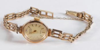 9ct gold ladies accurist wrist watch with 9ct bracelet, 11.5g.
