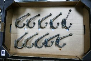 A Collection of Vintage Heavy Brass Coat Hooks