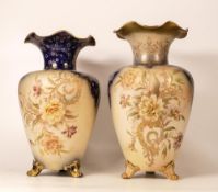 A Near Pair of Carltonware Wiltshaw & Robinson Ivory Blushware Three Footed Vase in the Carnation