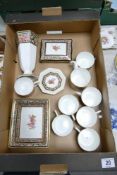 A collection of Wedgwood Clio Patterned items including vase, mugs, cups, leaded box, Dish etc
