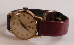 9ct gold cased Smiths wrist watch, not working.