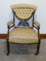 Edwardian inlaid rosewood salon chair