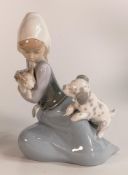 Lladro figure of girl with cat & dog C-11M, h.17.5cm.